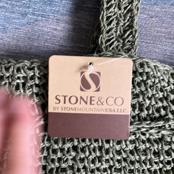 NWT Stone & Co Stone Mountain Green Crochet Tote Bag - Picture 7 of 8